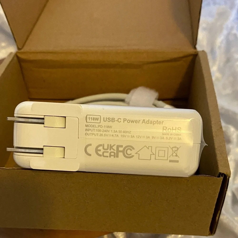 White USB-C Power Adapter with USB-C Cable